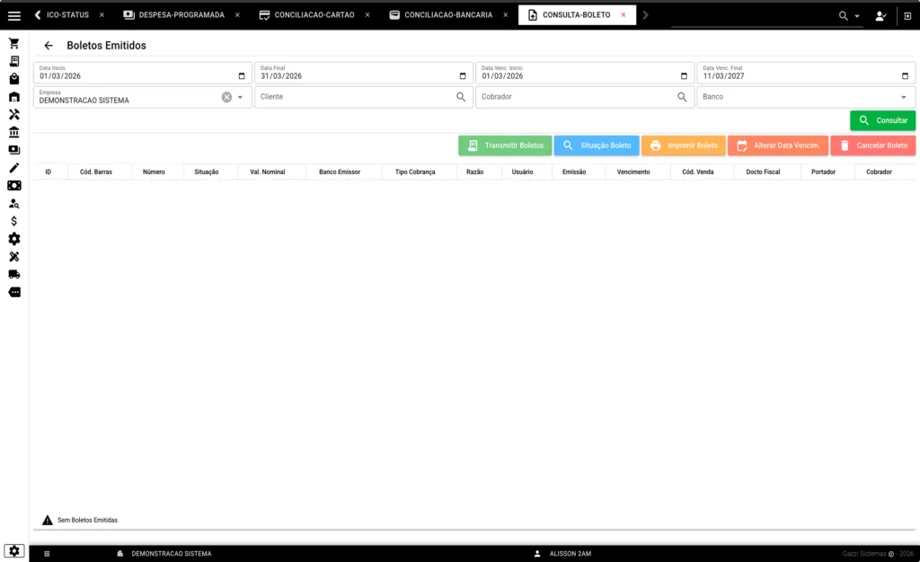 Boletos Emitidos - Gazzi Sistemas