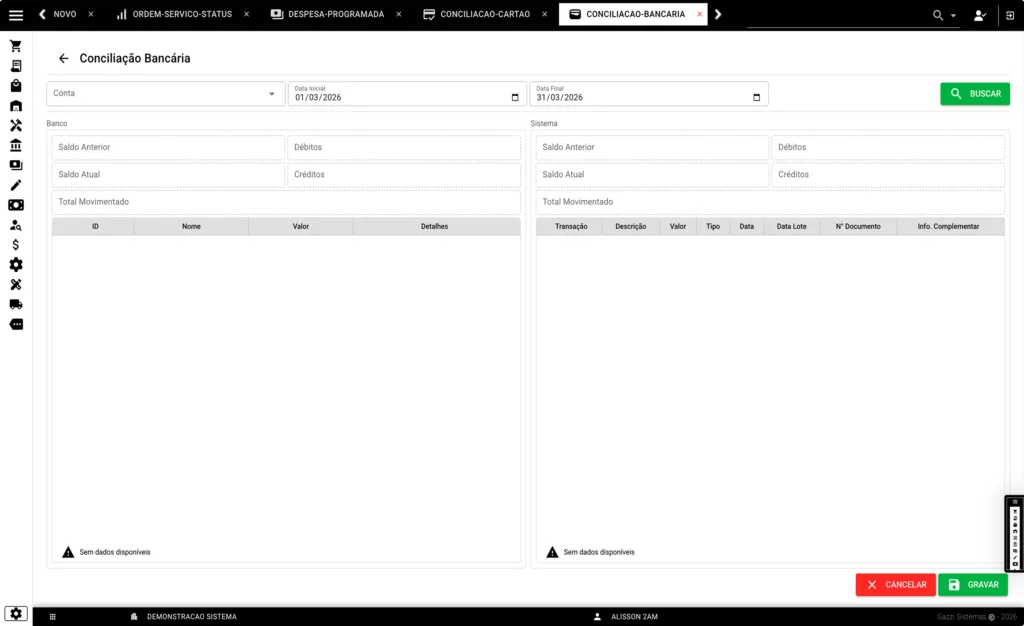 Conciliação Bancária - Gazzi Sistemas