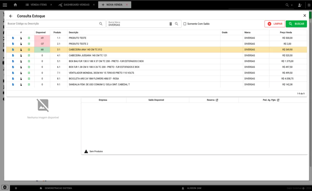 Consulta Estoque - Gazzi Sistemas