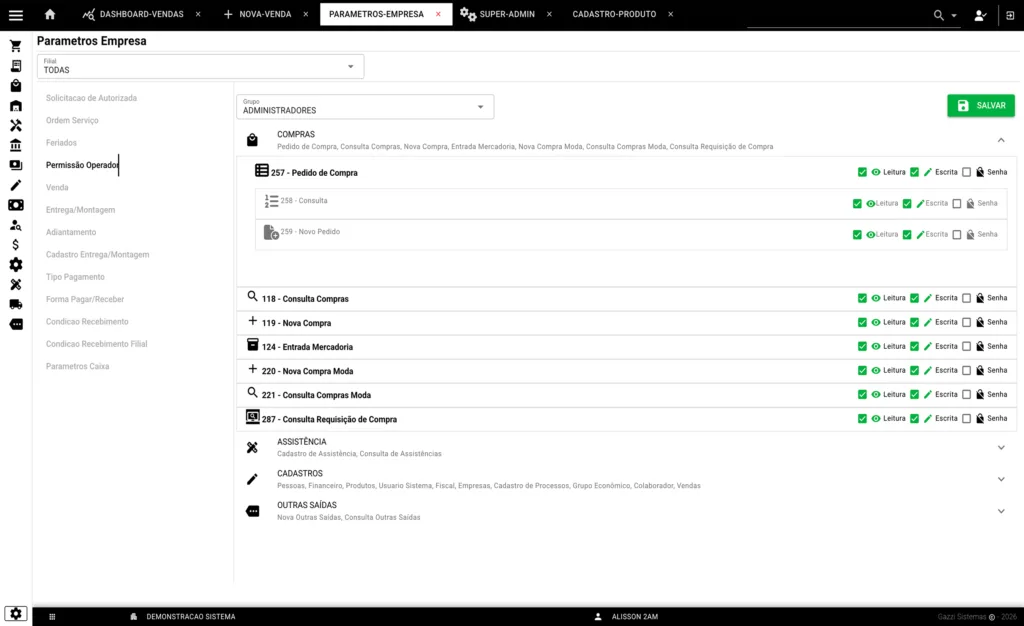 Parametros Empresa - Gazzi Sistemas