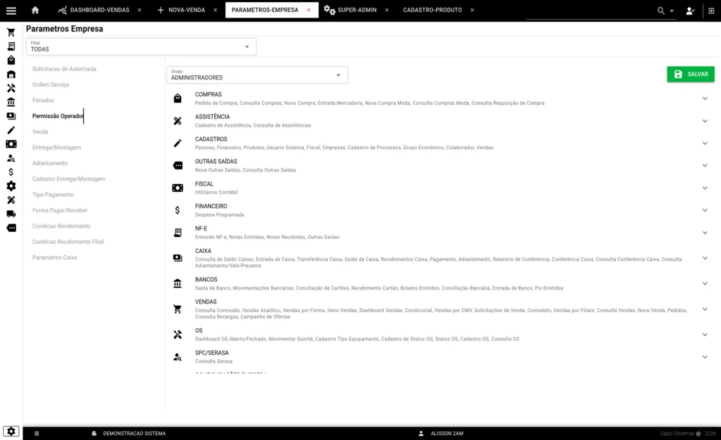 Parametros Empresa - Gazzi Sistemas